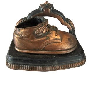 Antique Brass Bronze Copper Baby Shoe Bookend